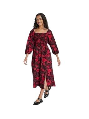 💃🏻 Target Latino Heritage Month red and black graphic patterned floral dress, XL